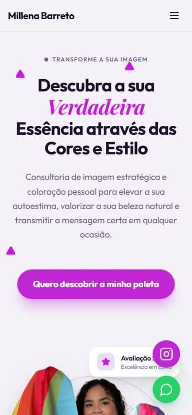 Site da Millena Barreto, consultoria de imagem e coloração pessoal